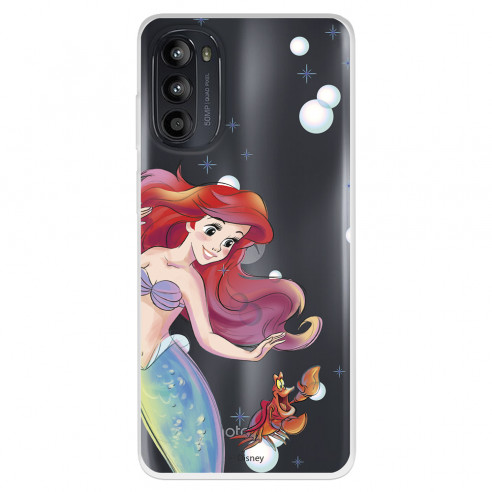 Funda para Motorola Moto G52 Oficial de Disney Ariel y Sebastián Burbujas - La Sirenita