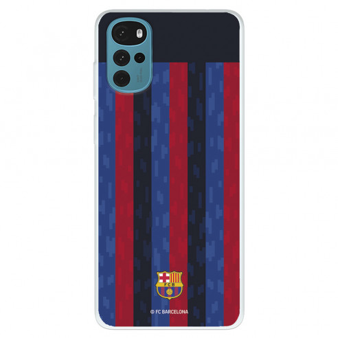 Funda para Motorola Moto G22 del FC Barcelona Fondo Rayas Verticales  - Licencia Oficial FC Barcelona