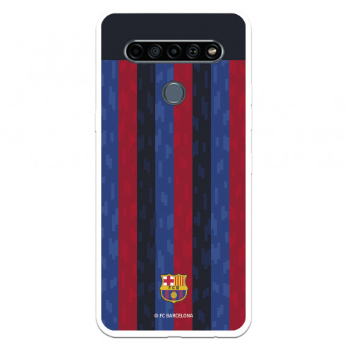 Funda para LG K61 del FC Barcelona Fondo Rayas Verticales  - Licencia Oficial FC Barcelona