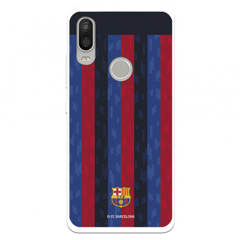 Funda para BQ Aquaris X2 del FC Barcelona Fondo Rayas Verticales  - Licencia Oficial FC Barcelona