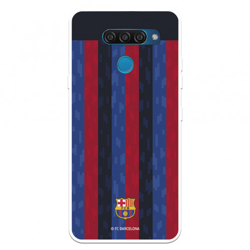 Funda para LG Q60 del FC Barcelona Fondo Rayas Verticales  - Licencia Oficial FC Barcelona