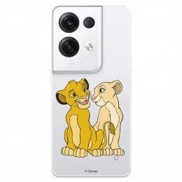 Funda para Oppo Reno 8 Pro Oficial de Disney Simba y Nala Silueta - El Rey León