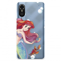 Funda para ZTE Blade A31 Plus Oficial de Disney Ariel y Sebastián Burbujas - La Sirenita