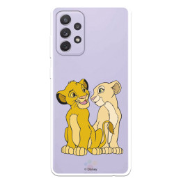 Funda para Samsung Galaxy A72 4G Oficial de Disney Simba y Nala Silueta - El Rey León
