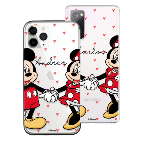 Coque Téléphone Portable Personnalisée Disney avec ton Nom Mickey et Minnie - Licence Officielle de Disney