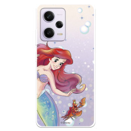 Funda para Xiaomi Redmi Note 12 Pro 5G Oficial de Disney Ariel y Sebastián Burbujas - La Sirenita