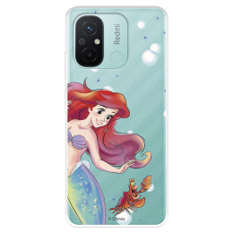 Funda para Xiaomi Redmi 12C Oficial de Disney Ariel y Sebastián Burbujas - La Sirenita