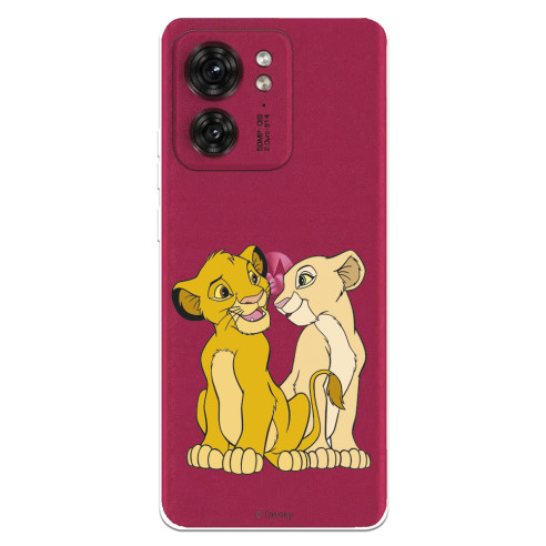 Funda para Motorola Edge 40 Oficial de Disney Simba y Nala Silueta - El Rey León