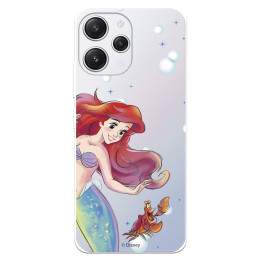 Funda para Xiaomi Redmi 12 Oficial de Disney Ariel y Sebastián Burbujas - La Sirenita