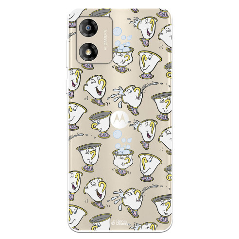 Funda para Motorola Moto E13 Oficial de Disney Chip Potts Siluetas - La Bella y la Bestia