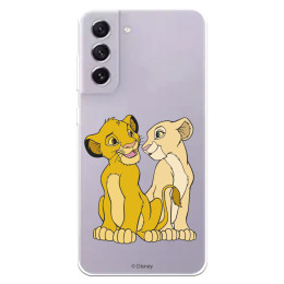 Funda para Samsung Galaxy S23 FE Oficial de Disney Simba y Nala Silueta - El Rey León