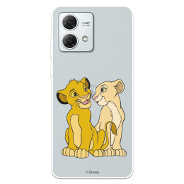 Funda para Motorola Moto G84 5G Oficial de Disney Simba y Nala Silueta - El Rey León