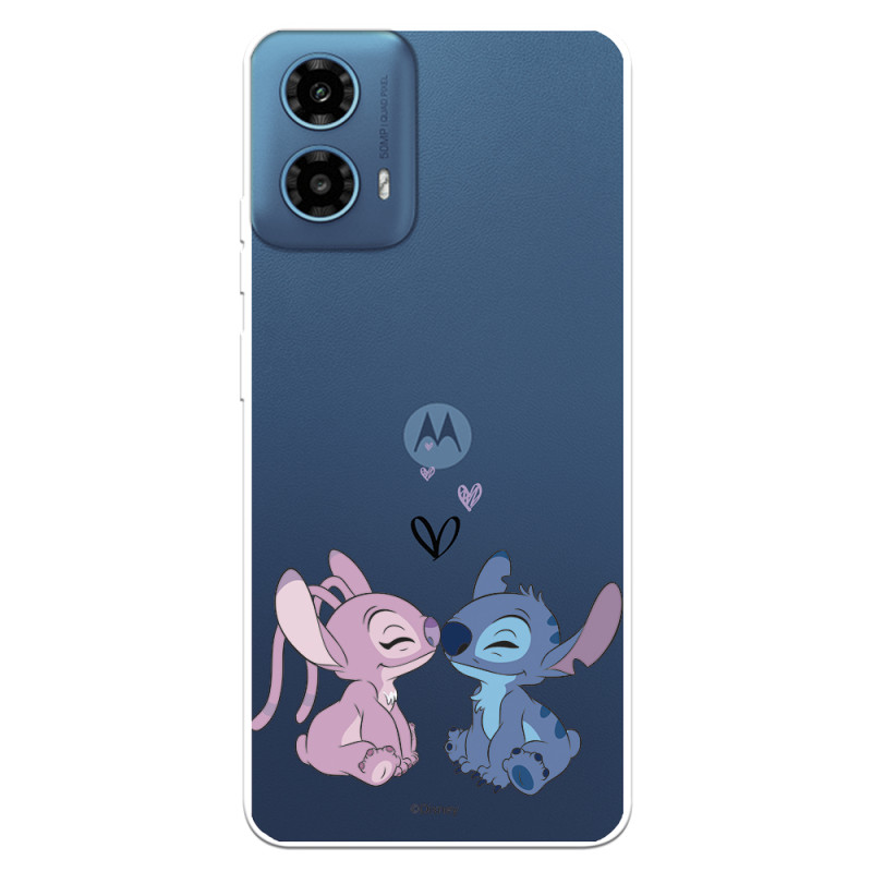 Funda para Motorola Moto G34 Oficial de Disney Angel & Stitch Beso - Lilo & Stitch