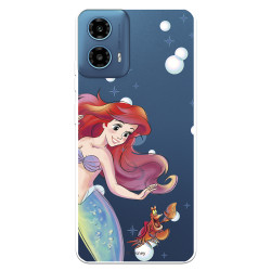 Funda para Motorola Moto G34 Oficial de Disney Ariel y Sebastián Burbujas - La Sirenita