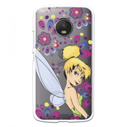 Carcasa Oficial Disney Campanilla Flores Transparente para Moto G5 - Peter Pan- La Casa de las Carcasas