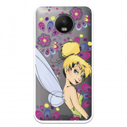 Carcasa Oficial Disney Campanilla Flores Transparente para Motorola Moto G5s - Peter Pan- La Casa de las Carcasas