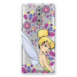 Carcasa Oficial Disney Campanilla Flores Transparente para Nokia 8 - Peter Pan- La Casa de las Carcasas