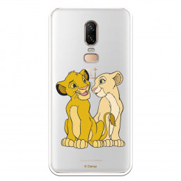 Carcasa Oficial Disney Simba y Nala transparente para Oneplus 6 - El Rey León- La Casa de las Carcasas