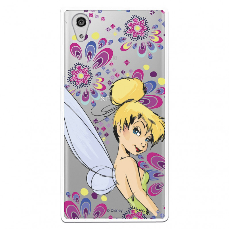 Carcasa Oficial Disney Campanilla Flores Transparente para Sony Xperia XA1 Plus - Peter Pan- La Casa de las Carcasas