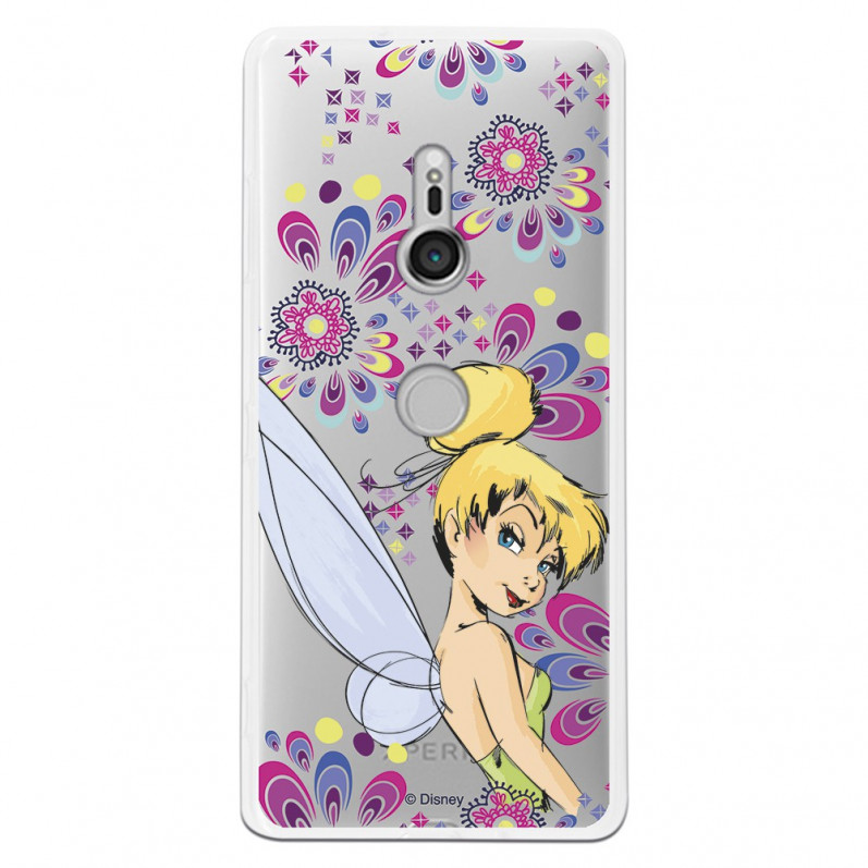 Carcasa Oficial Disney Campanilla Flores Transparente para Sony Xperia XZ3 - Peter Pan- La Casa de las Carcasas