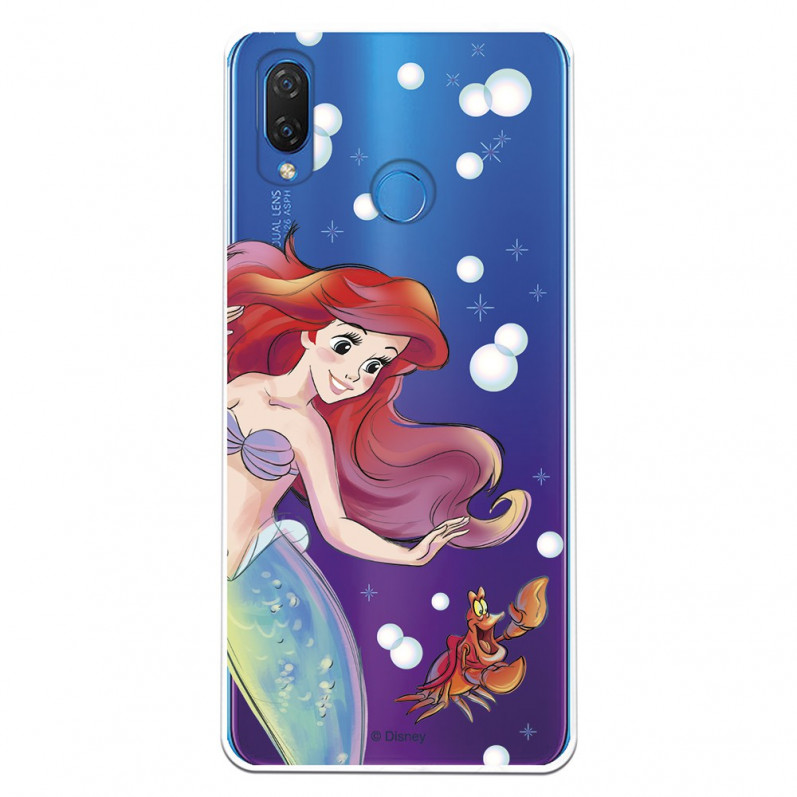 Carcasa Oficial Disney Sirenita y Sebastián Transparente para Huawei P Smart Plus - La Sirenita- La Casa de las Carcasas