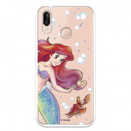 Carcasa Oficial Disney Sirenita y Sebastián Transparente para Huawei P20 Lite - La Sirenita- La Casa de las Carcasas