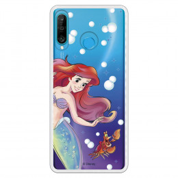 Carcasa Oficial Disney Sirenita y Sebastián Transparente para Huawei P30 Lite - La Sirenita- La Casa de las Carcasas