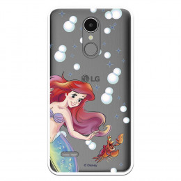 Carcasa Oficial Disney Sirenita y Sebastián Transparente para LG K9 - La Sirenita- La Casa de las Carcasas