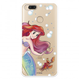 Carcasa Oficial Disney Sirenita y Sebastián Transparente para Xiaomi Mi 5X - La Sirenita- La Casa de las Carcasas