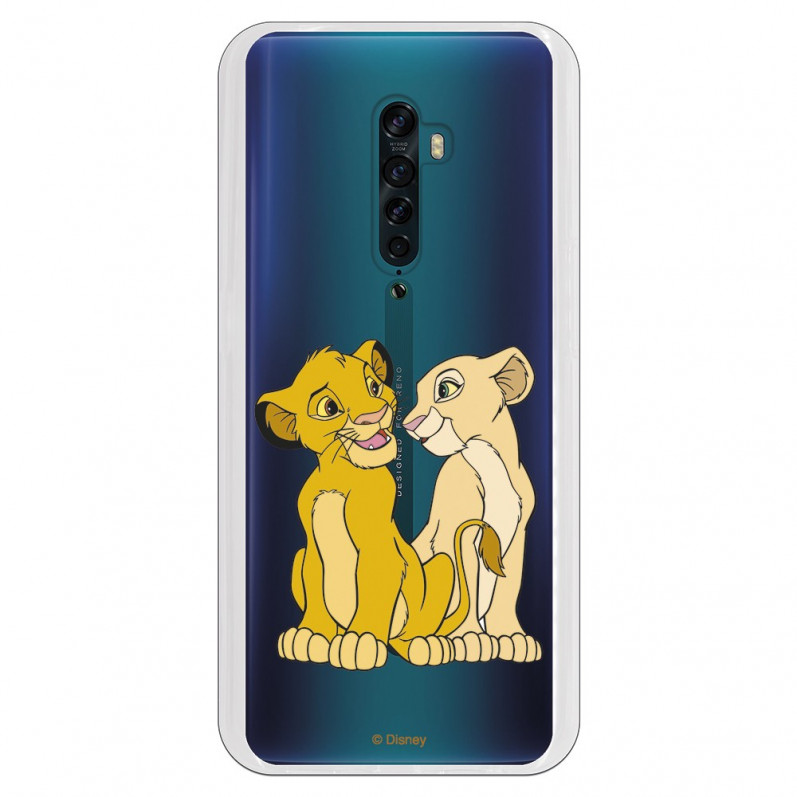 Funda para Oppo Reno 2  Oficial de Disney Simba y Nala Silueta - El Rey León