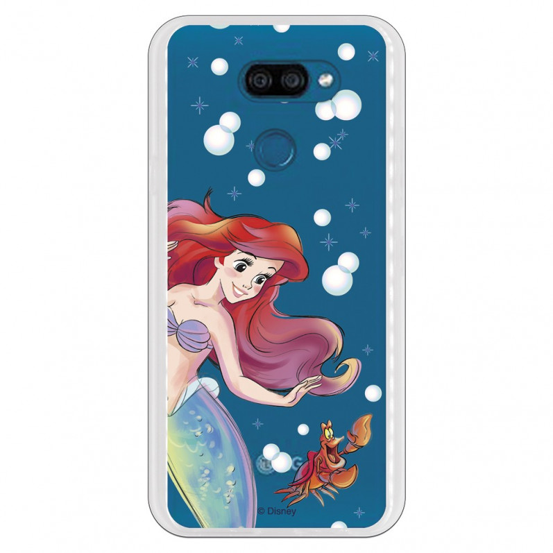 Funda para LG K40S Oficial de Disney Ariel y Sebastián Burbujas - La Sirenita