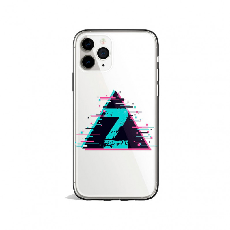 Coque Téléphone Portable avec Initiales Personnalisée - Triangle de Neón