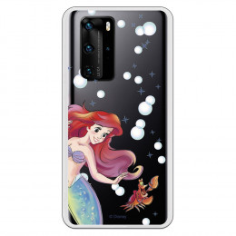 Funda para Huawei P40 Oficial de Disney Ariel y Sebastián Burbujas - La Sirenita