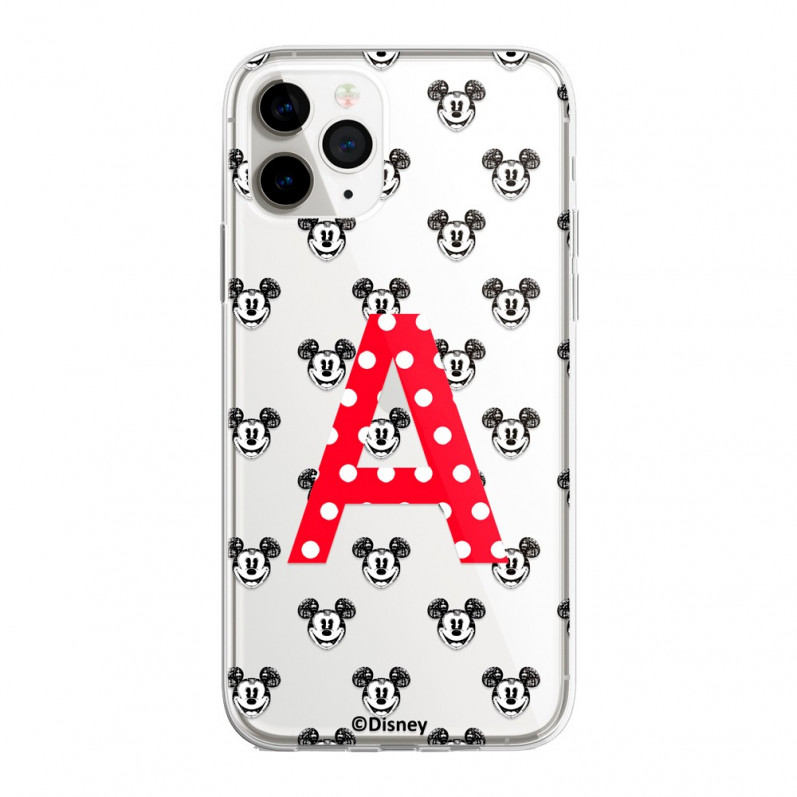 Coque Téléphone Portable Personnalisée Disney avec tes Initiales Design Mickey - Licence Officielle de Disney