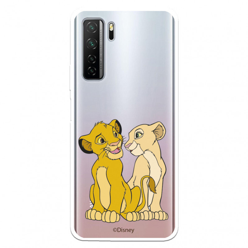 Funda para Huawei P40 Lite 5G Oficial de Disney Simba y Nala Silueta - El Rey León