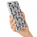 Funda para Huawei P40 Lite 5G Oficial de Disney Mickey Caras y Siluetas Transparente - Clásicos Disney