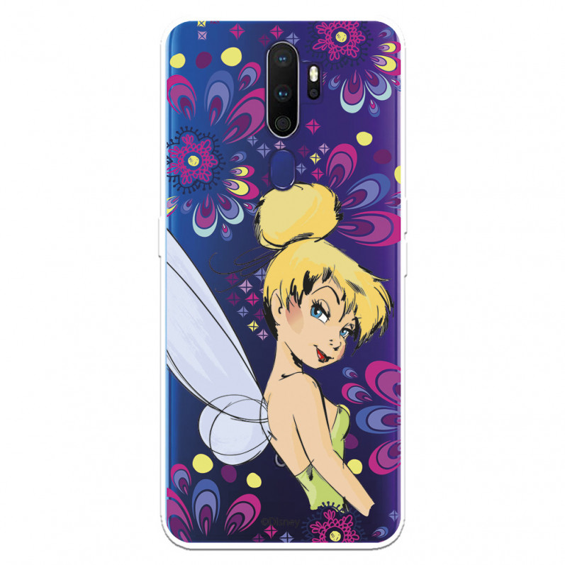 Funda para Oppo A9 2020 Oficial de Disney Campanilla Flores - Peter Pan