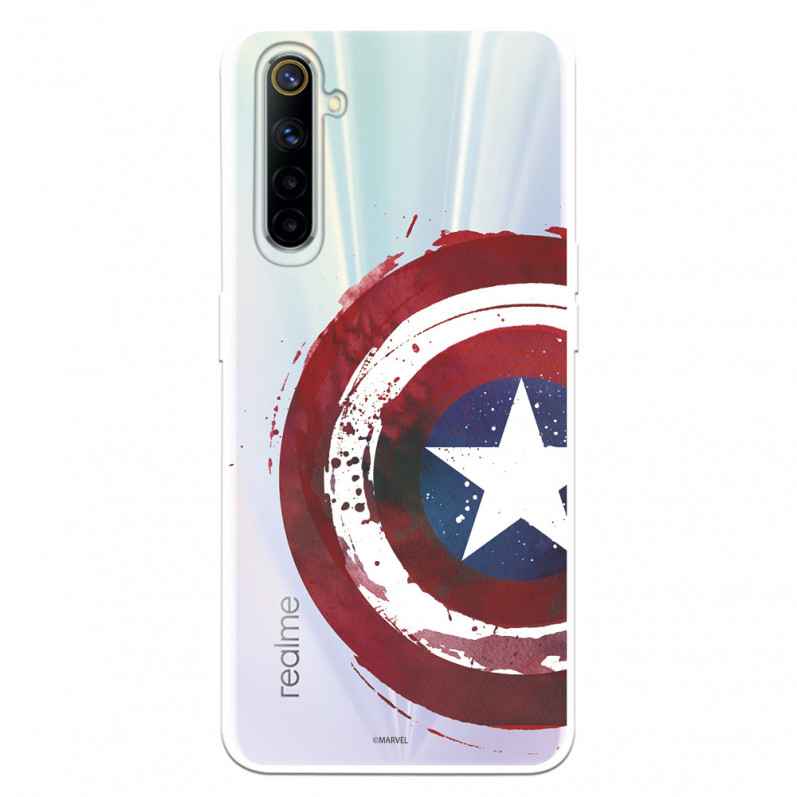 Funda para Realme 6 Oficial de Marvel Capitán América Escudo Transparente - Marvel