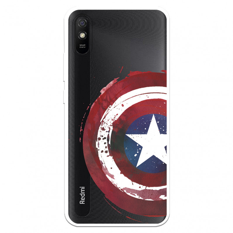 Funda para Xiaomi Redmi 9A Oficial de Marvel Capitán América Escudo Transparente - Marvel