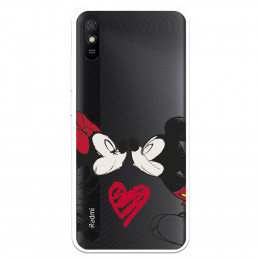 Funda para Xiaomi Redmi 9AT Oficial de Disney Mickey y Minnie Beso - Clásicos Disney