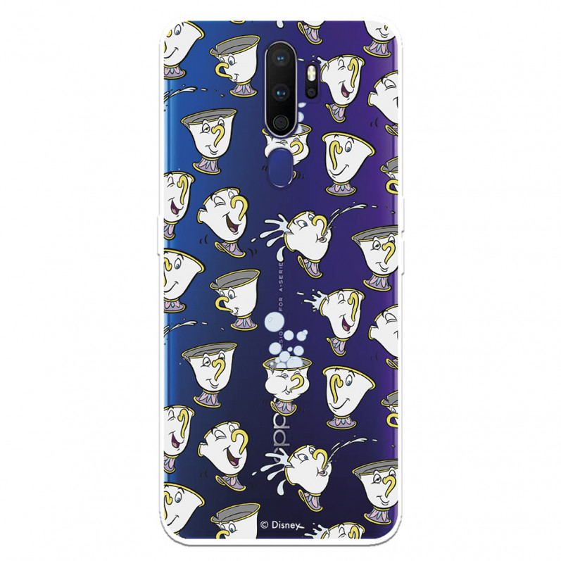 Funda para Oppo A9 2020 Oficial de Disney Chip Potts Siluetas - La Bella y la Bestia