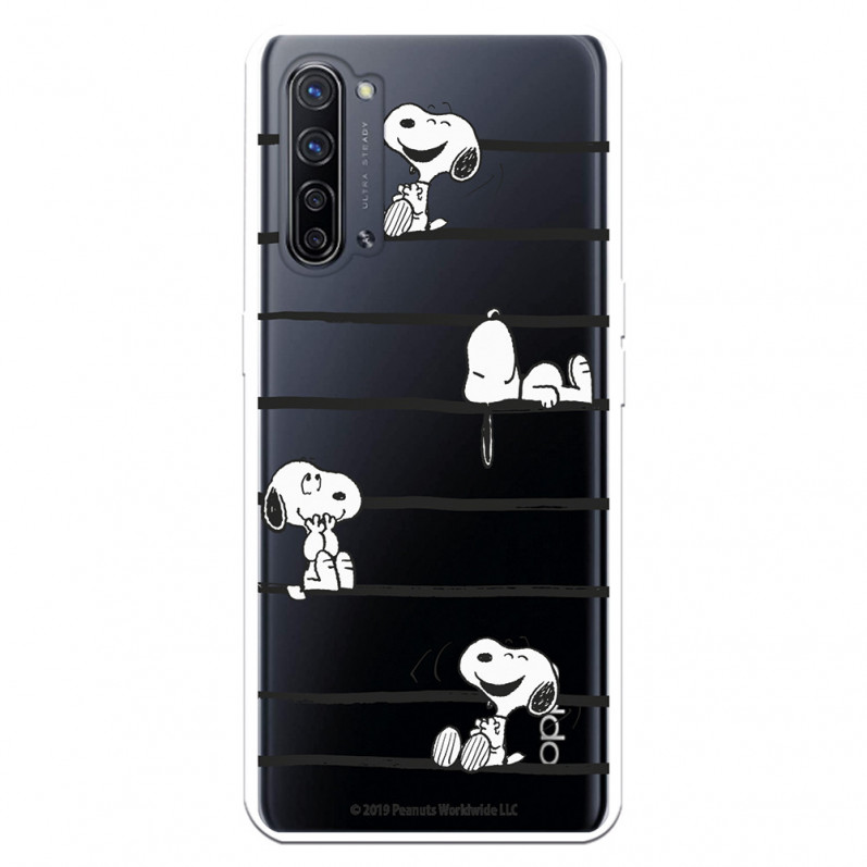 Funda para Oppo Reno 3 Pro Oficial de Peanuts Snoopy rayas - Snoopy