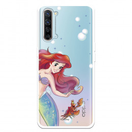 Funda para Oppo Reno 3 Oficial de Disney Ariel y Sebastián Burbujas - La Sirenita