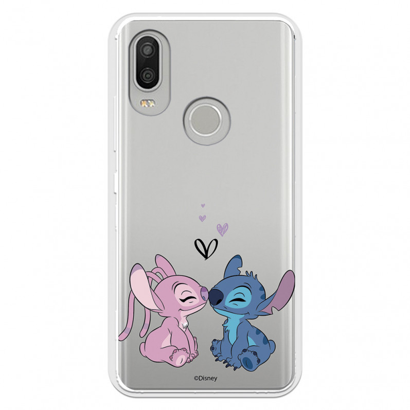 Funda para Bq Aquaris X2 Oficial de Disney Angel & Stitch Beso - Lilo & Stitch