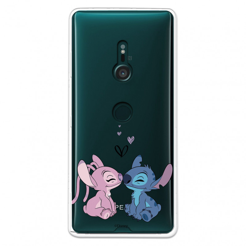 Funda para Sony Xperia XZ3 Oficial de Disney Angel & Stitch Beso - Lilo & Stitch