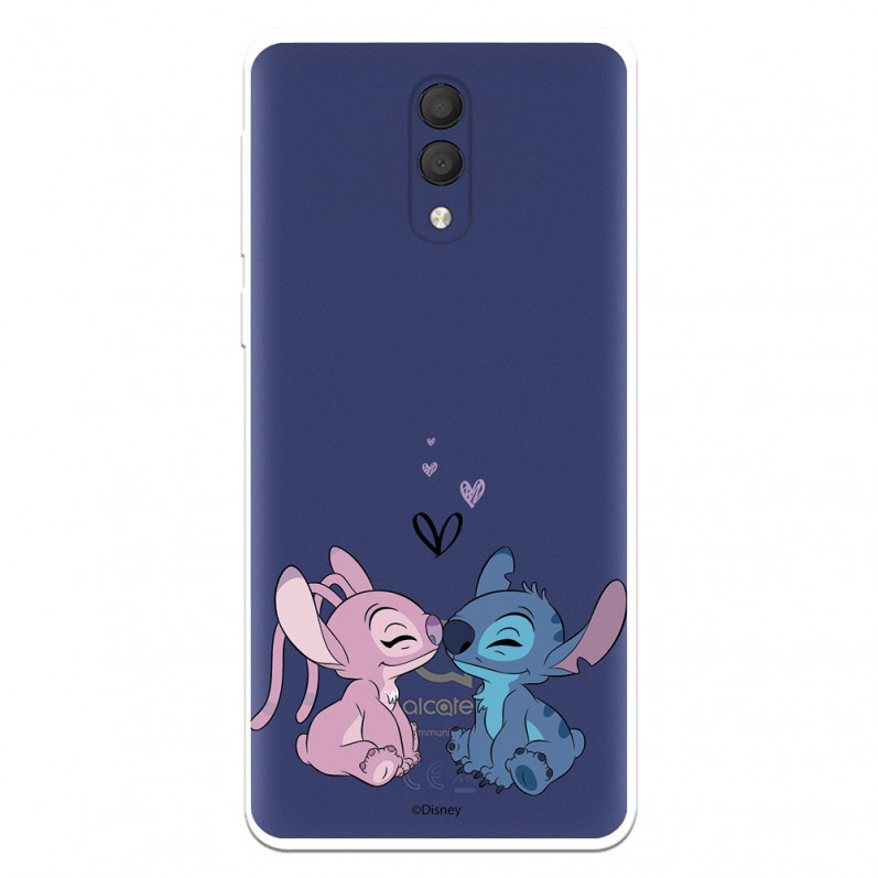 Funda para Alcatel 1X 2019 Oficial de Disney Angel & Stitch Beso - Lilo & Stitch