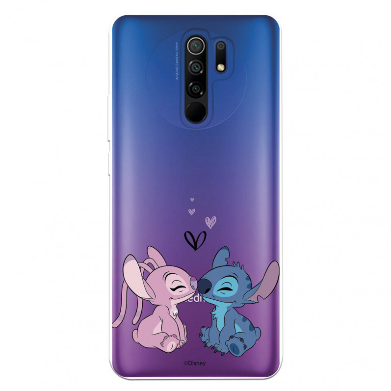 Funda para Xiaomi Redmi 9 Oficial de Disney Angel & Stitch Beso - Lilo & Stitch