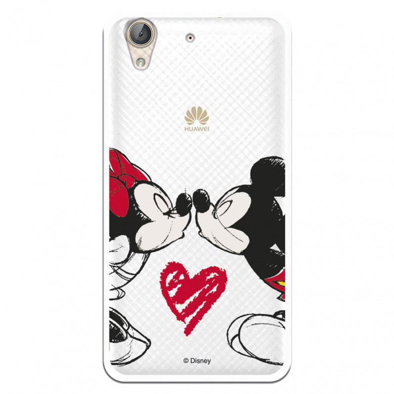 Carcasa Oficial Mikey Y Minnie Beso Clear para Huawei Y6 II- La Casa de las Carcasas