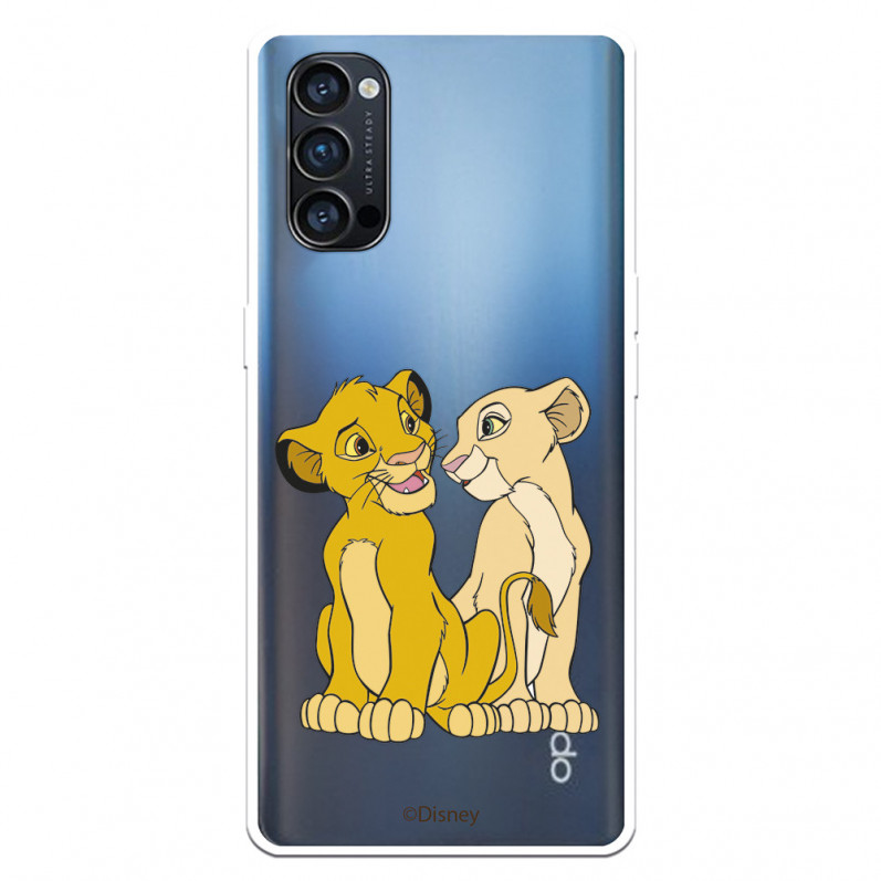 Funda para Oppo Reno 4 Pro Oficial de Disney Simba y Nala Silueta - El Rey León