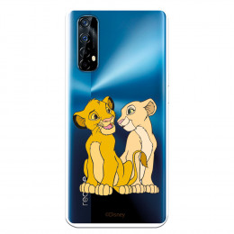 Funda para Realme 7 Oficial de Disney Simba y Nala Silueta - El Rey León